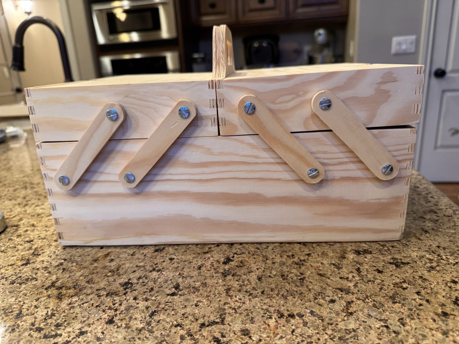 IKEA Wooden Accordion Craft Box Storage Organizer with Expandable Trays