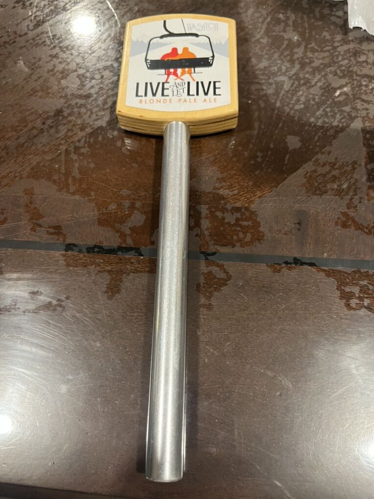Vintage Wasatch Beers Live And Let Live tap Handle