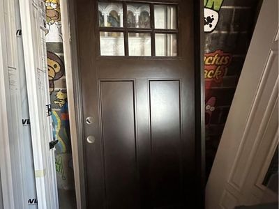 Signamark 36x80 Right Hand Inswing 6-Lite Clear Low-E Dark Provincial Wood Front Door