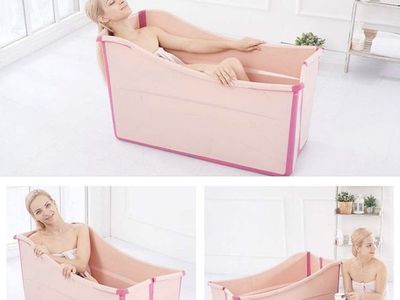Portable Foldable Soaking Bathtub Pink - Space-Saving for Adults & Kids - New!