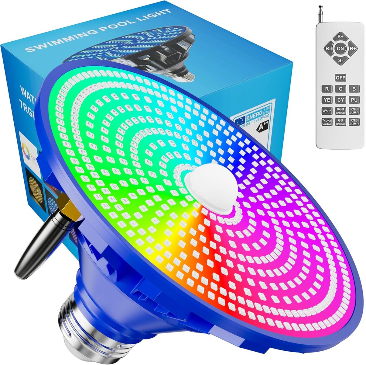 NEW Pool Lights for Inground LED Light Bulb for Above Ground Swimming Pool, Multi-Color LED  12 Modes,E26 Base (Blue 55W