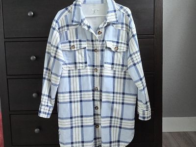 corduroy shirt jacket blue/white size m