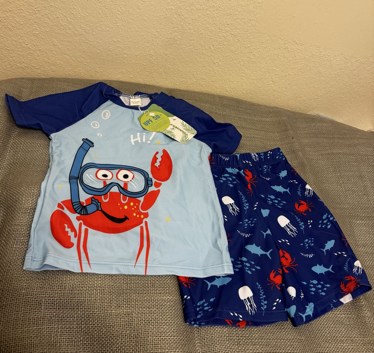 Younger Tree Boy's Rash Guard Swim Set UPF 50+ 3-4T New