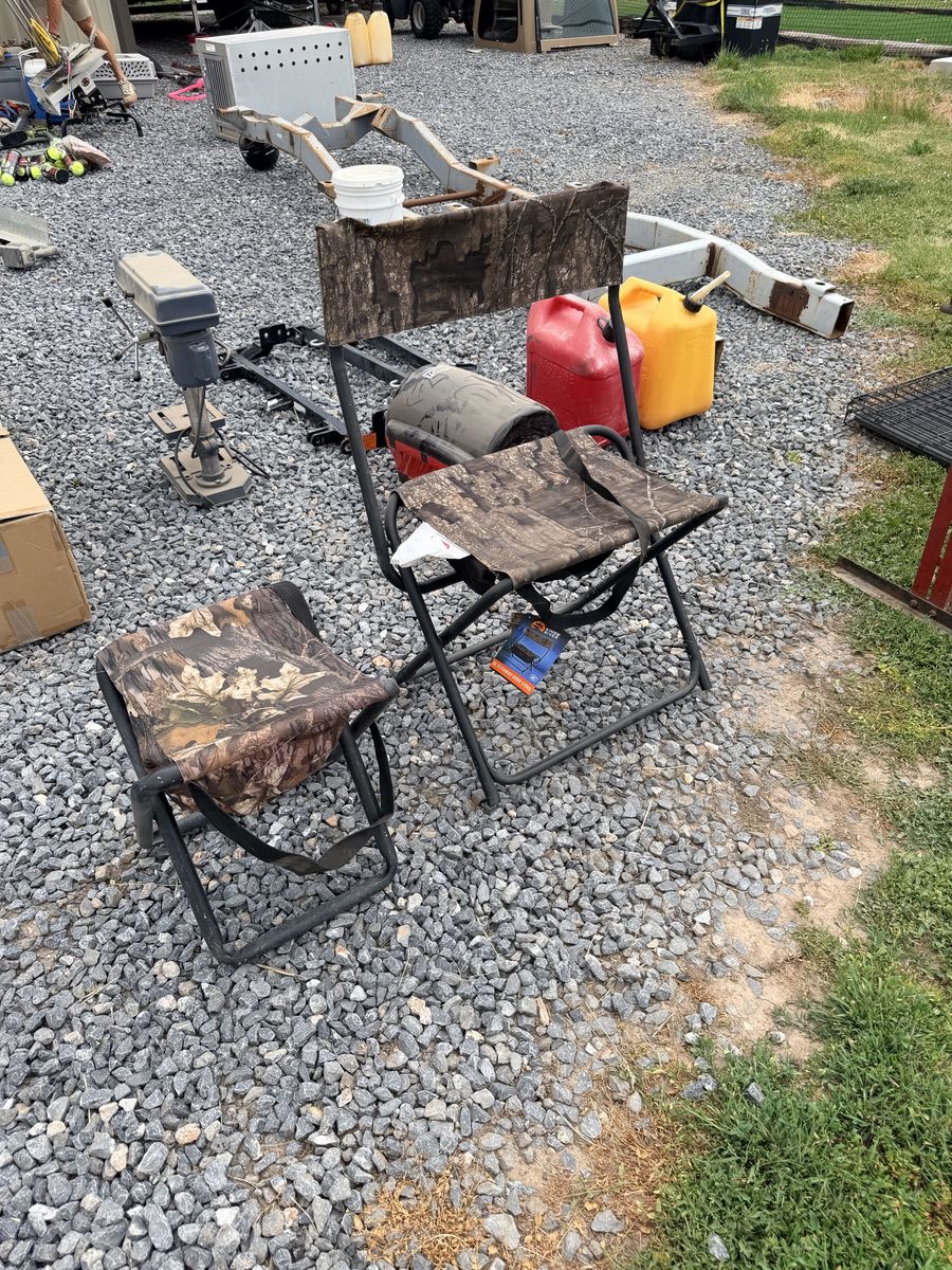 Camo Hunting Blind Chair Set - 2 Portable Folding Stools