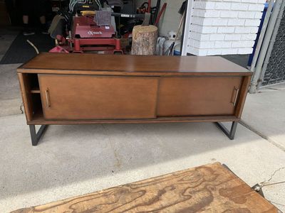 TV Stand, TV, and Coffee Table