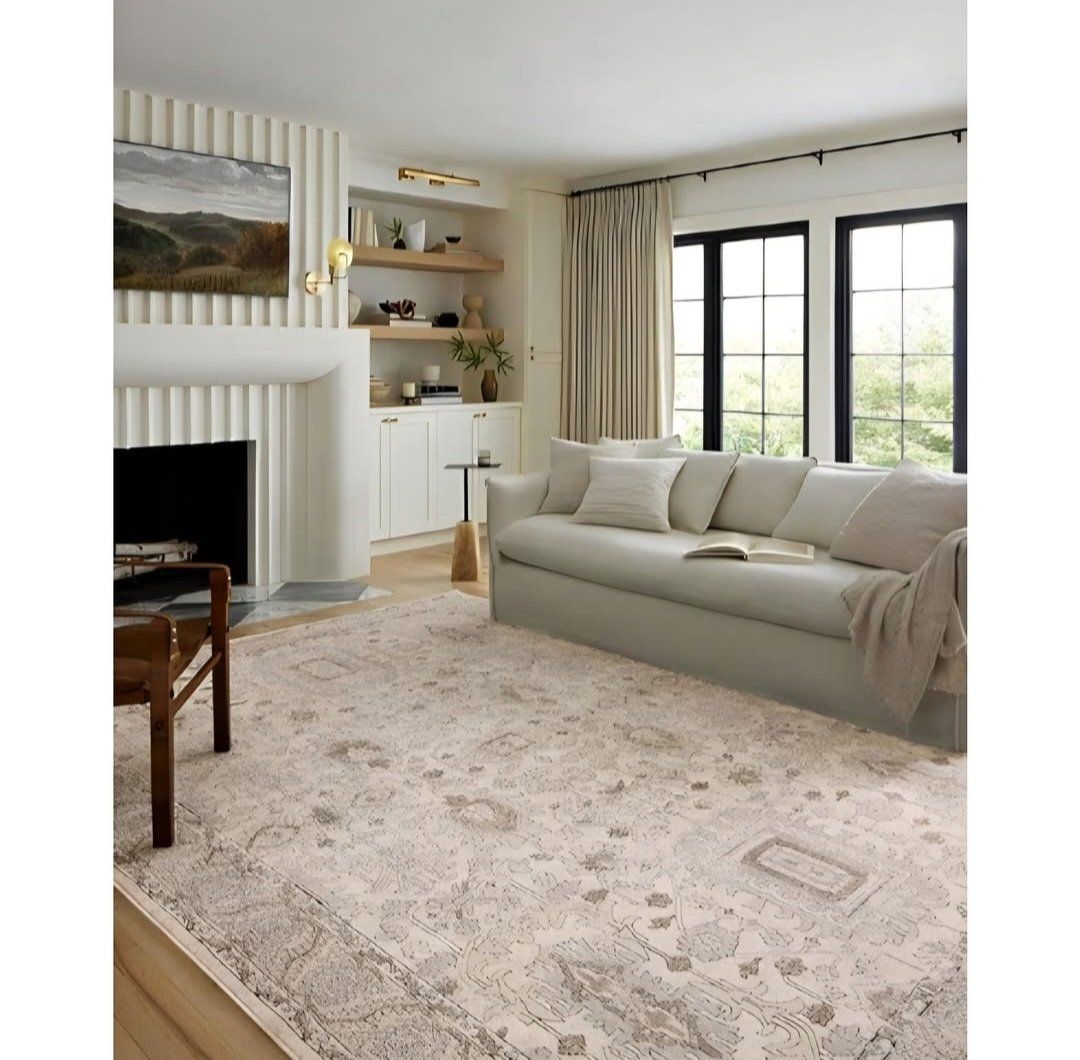 Loloi Teagan Collection TEA-03 Ivory/Sand 11'-6" x 15' Area Rug, Large, Soft Neutral Rug, High-Traffic for Living Room, Bedroom,