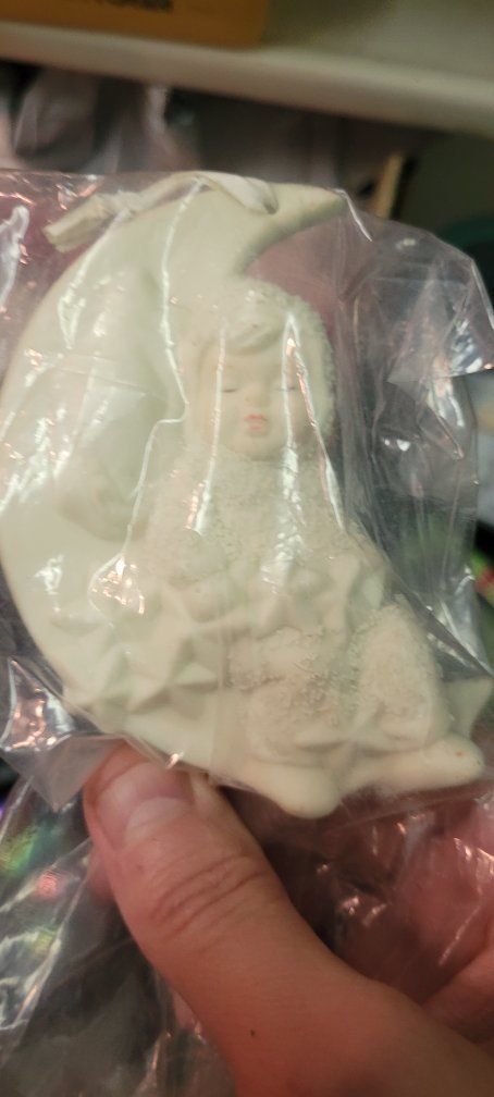 Vintage Style Snow Baby Figurines - Crescent Moon & Love Letter Bearer Lot of 2