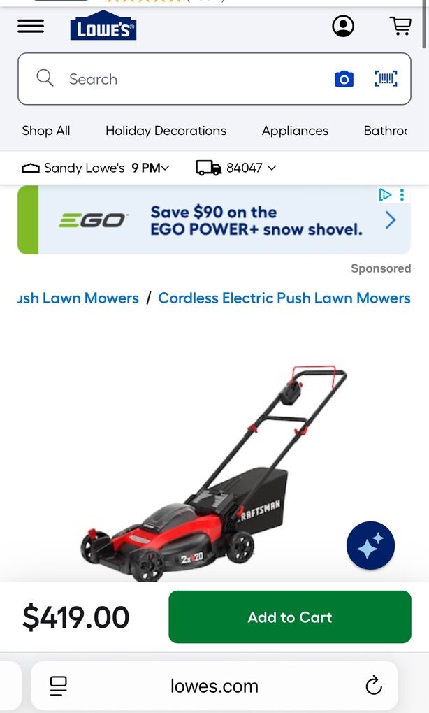 CRAFTSMAN V20 20-volt, 20-in Mower