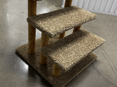 NEW Large 3-tiered Cat Wood Neutral Pet Stairs With Carpet