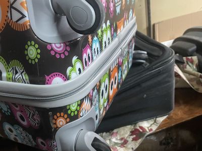 Spinner Hardside Suitcase Luggage Colorful Owl Pattern