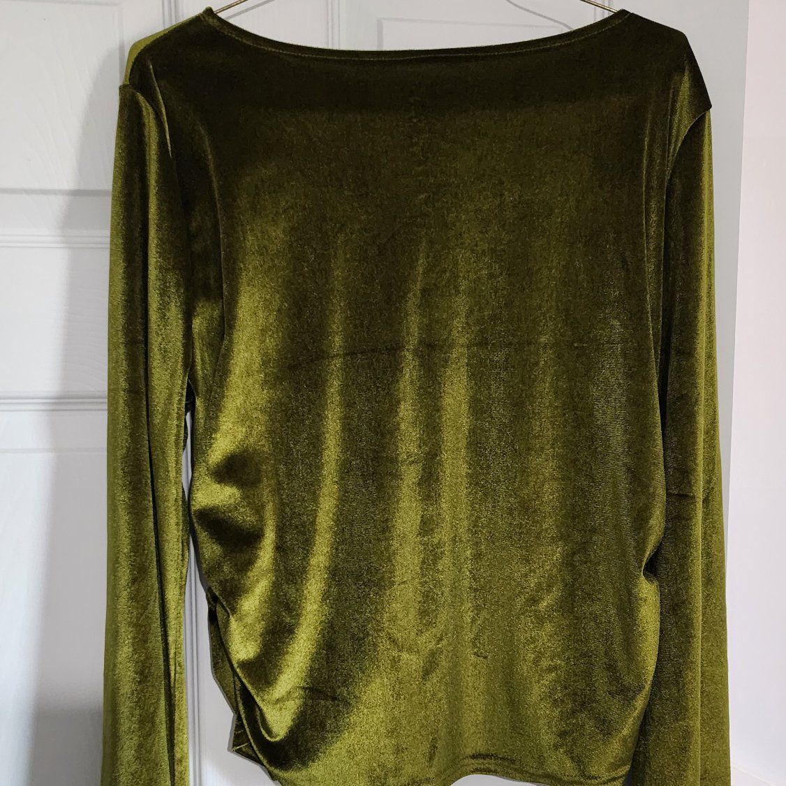 Women's XL green velvet crop top long sleeve