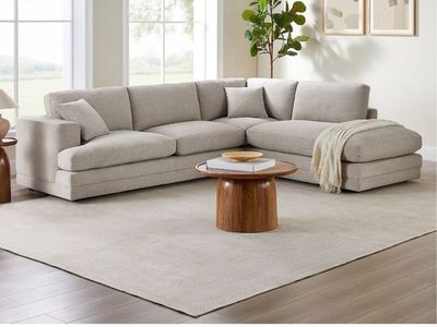 Derry Fabric Sectional, Casual, Clean-Lined Style, Reversible Back Cushions, Spacious Chaise for Lounging and Relaxation, W x L