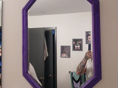 Unique Purple Glitter Octagon Wall Mirror - Home Decor