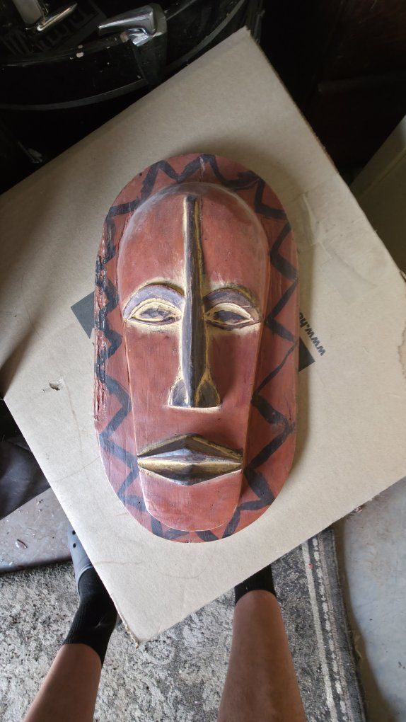 Hand-Carved Wooden Tribal Style Wall Mask Decor
