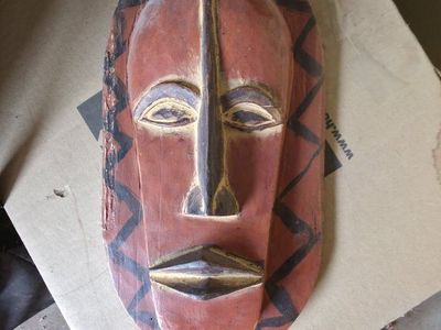 Hand-Carved Wooden Tribal Style Wall Mask Decor