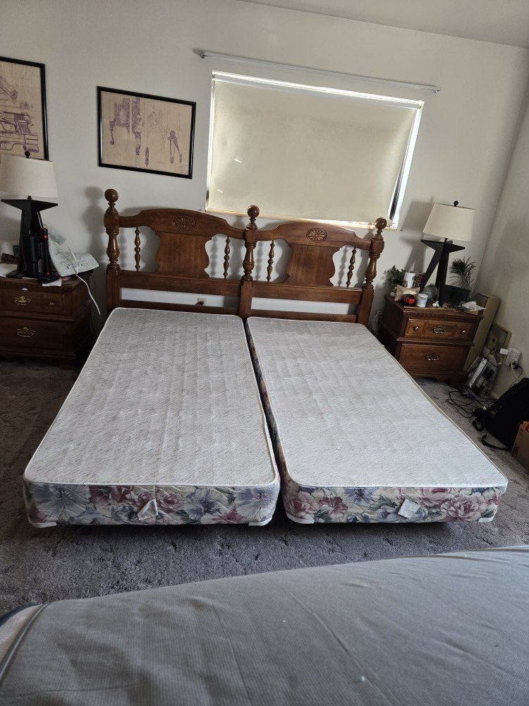 King headboard, bed frame, & box springs