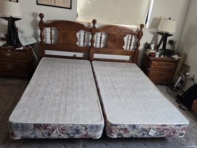 King headboard, bed frame, & box springs