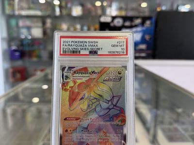 Pokémon Rayquaza VMAX SWSH07: Evolving Skies Secret Rare Holo 217/203 PSA 10