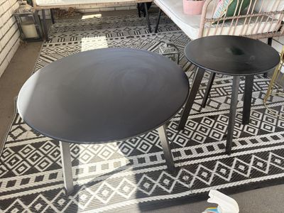 Set of 2 Round Black Outdoor Side Tables