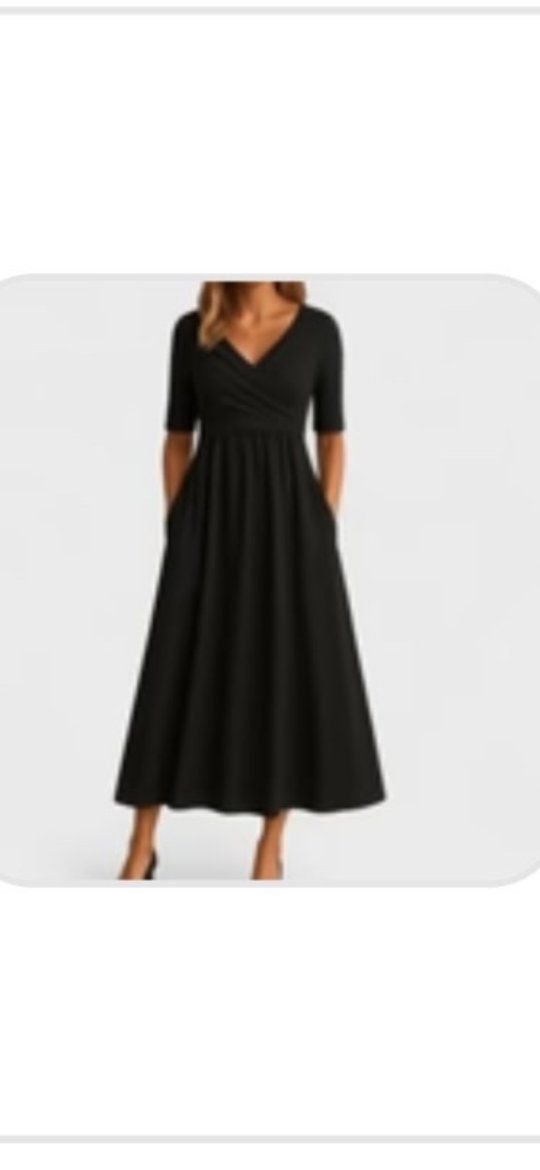 Chloe Boutique Ida Elegant Black Midi Dress - Never Worn