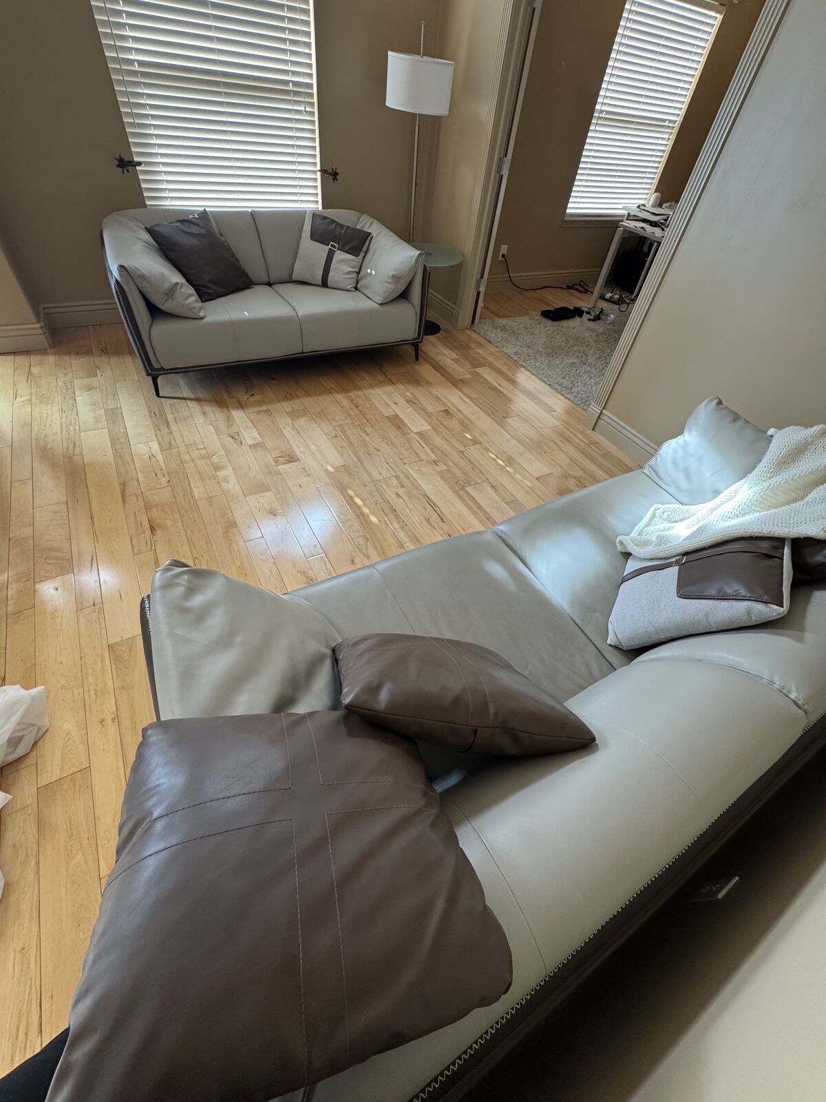 2 tone sofa loveseat couch vinyl leather