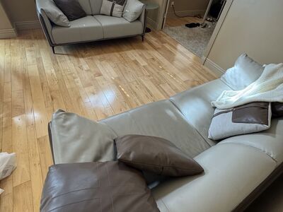 2 tone sofa loveseat couch vinyl leather