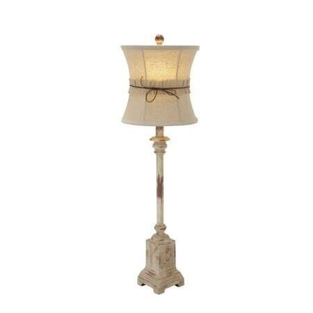 Tan Polystone Table Lamp, 30.5H