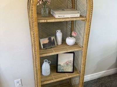 Vintage Arched Wicker Etagere Shelf