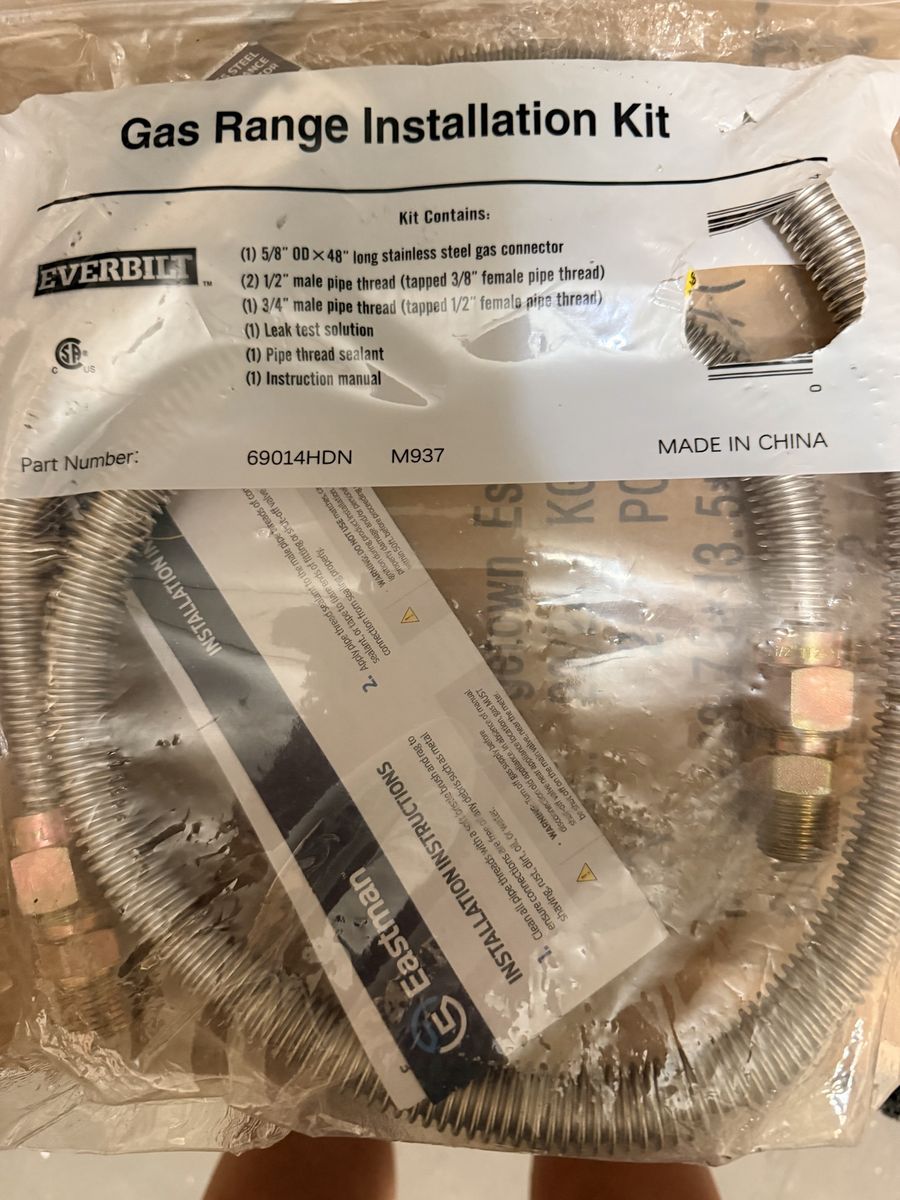 Everbilt 48" Stainless Steel Gas Range Installation Kit 5/8" OD Gas Connector 69014HDN