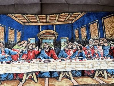 Vintage Italian Last Supper Tapestry Wall Hanging R.T. & C. Co. NY, Rayon & Cotton Blend