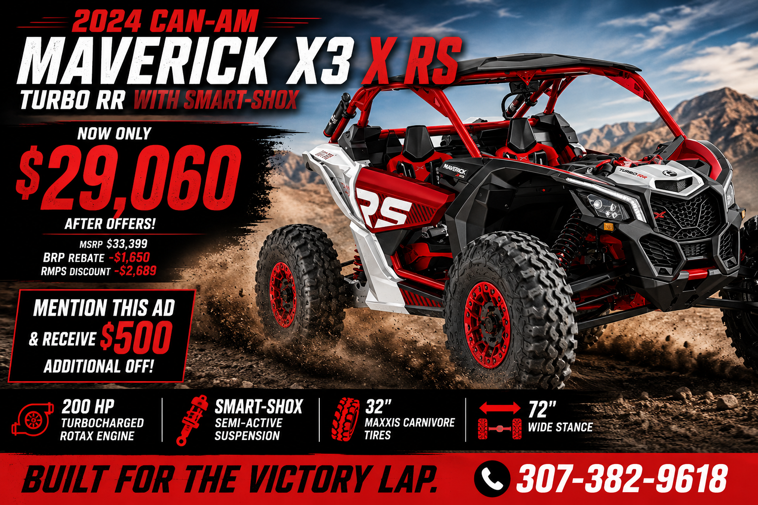 NEW 2024 Can-Am Maverick X3 X RS Turbo RR with Smart-Shox