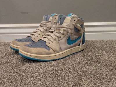 Nike Air Jordan 1 High suede Sneakers - White and Blue, Men's Size 10
