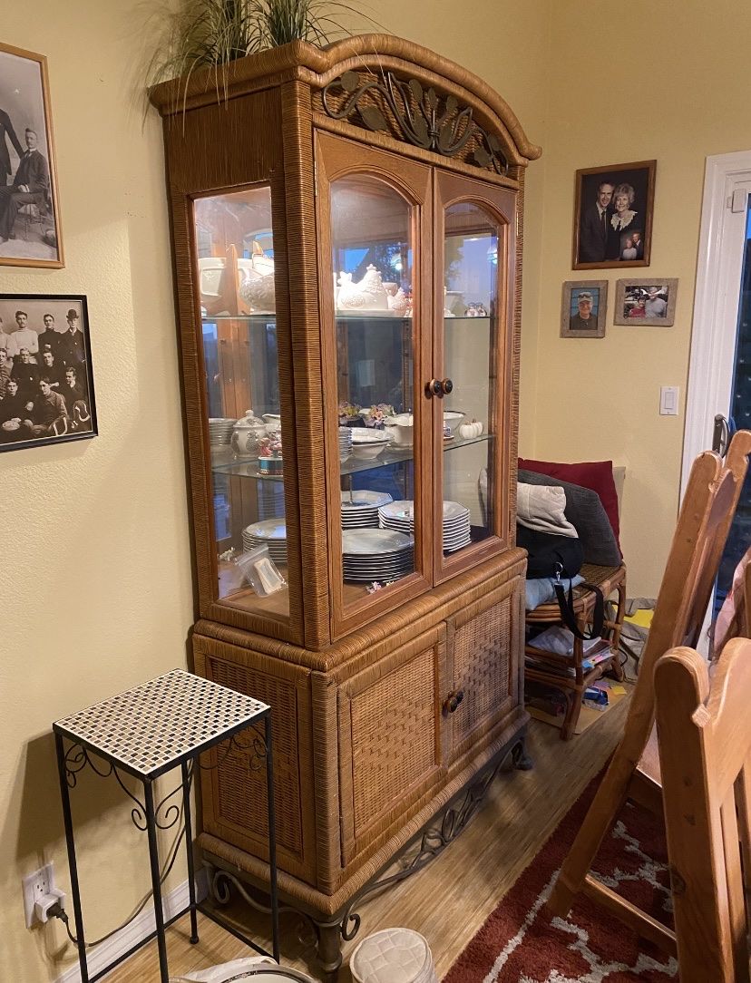 Wood, bamboo, & glass hutch!