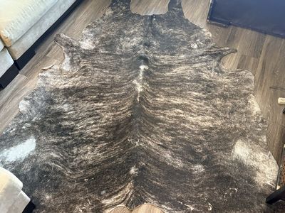 Brindle Cowhide Area Rug - Genuine Leather, Unique Natural Pattern, Rustic Home Decor
