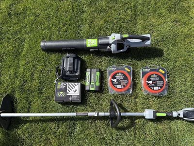 Ego Power+ Trimmer and Blower with 2 batteries.