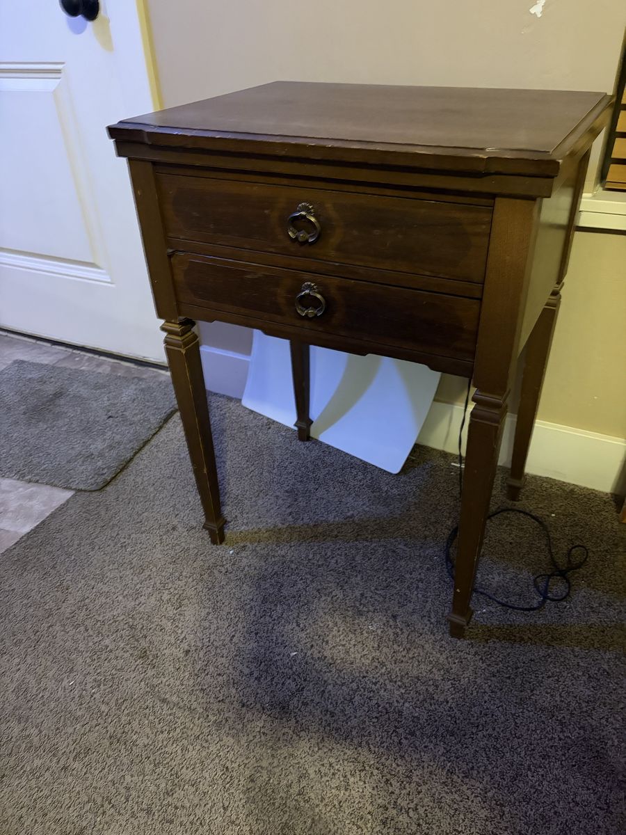 1960s Vintage Sears Kenmore Sewing Machine w/ Cabinet - Gray/Brown