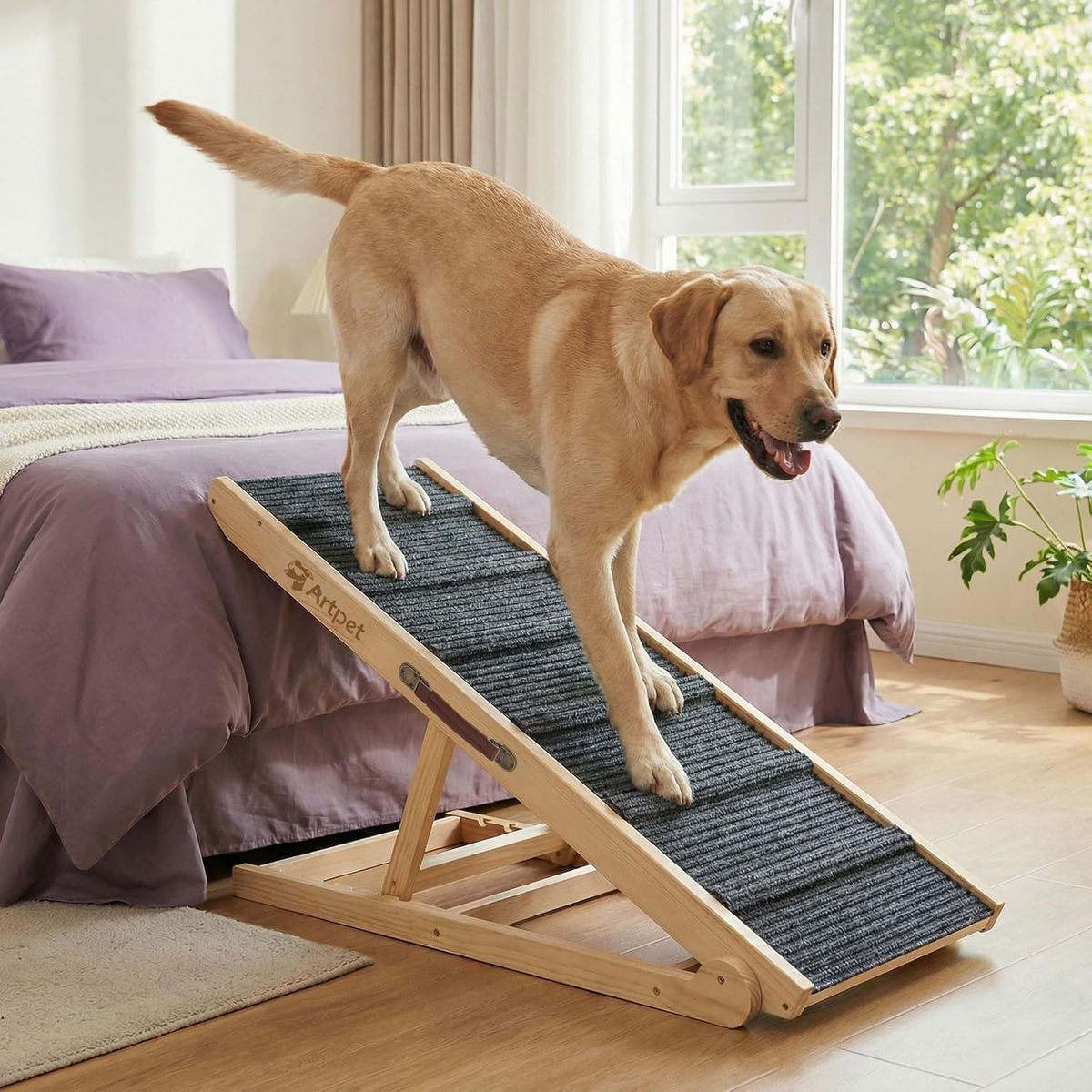 NEW Wide Dog Ramp for Bed Couch Folding Dog Ramps for Large Dogs Up to 200 lbs