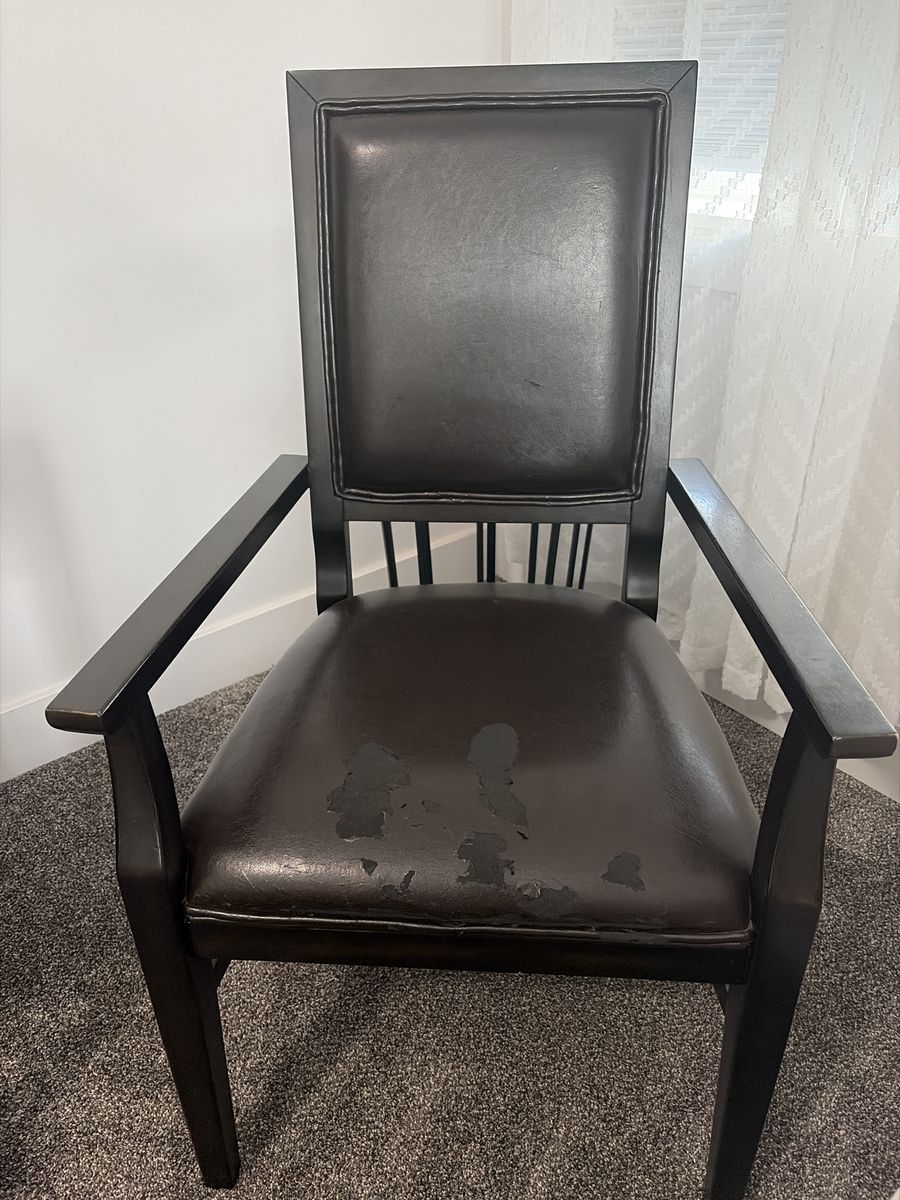 2 Dark Brown Armchair with Faux Leather Seat and Back