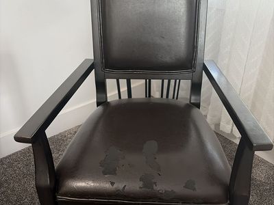 2 Dark Brown Armchair with Faux Leather Seat and Back