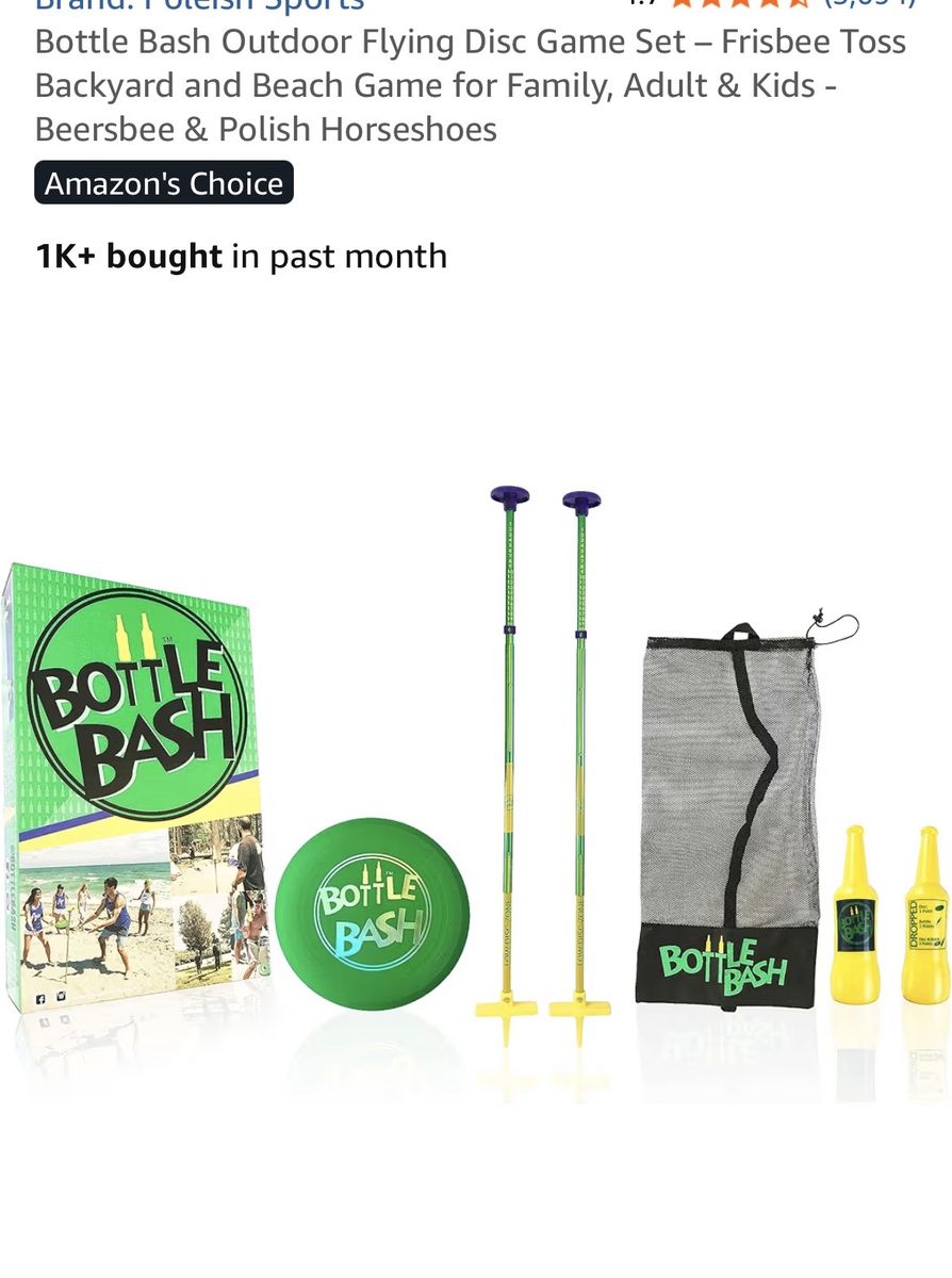 Bottle Bash Outdoor Flying Disc Game Set - Frisbee Toss Yard Game