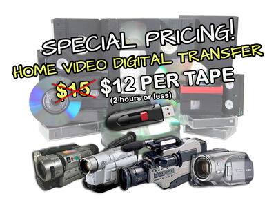 VCR Camcorder Videotape Digital Transfer (VHS, VHS-C, miniDV, 8MM, Hi8, Digital 8, HDV, S-VHS, D-VHS, DVD, USB, MP4 Video tapes)