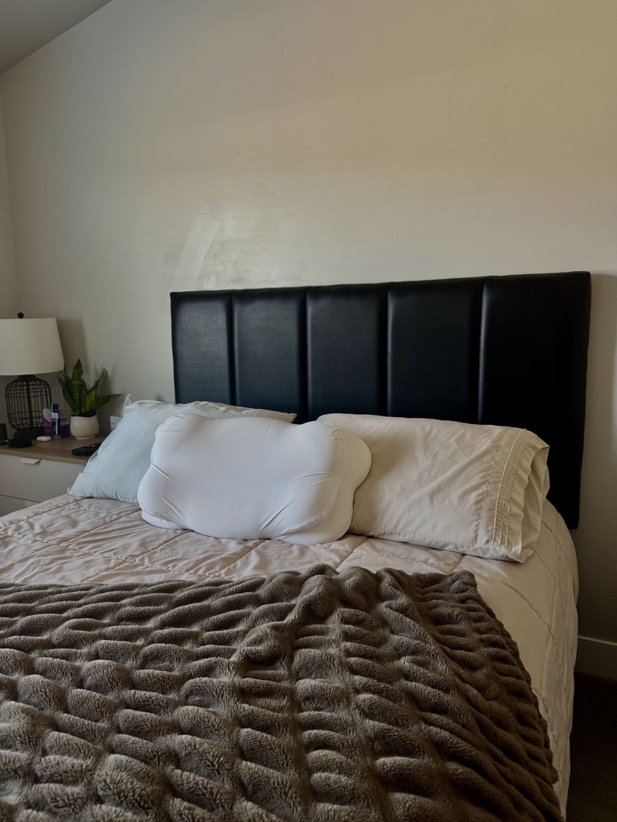 Queen Vegan Leather Headboard w/ Metal Frame