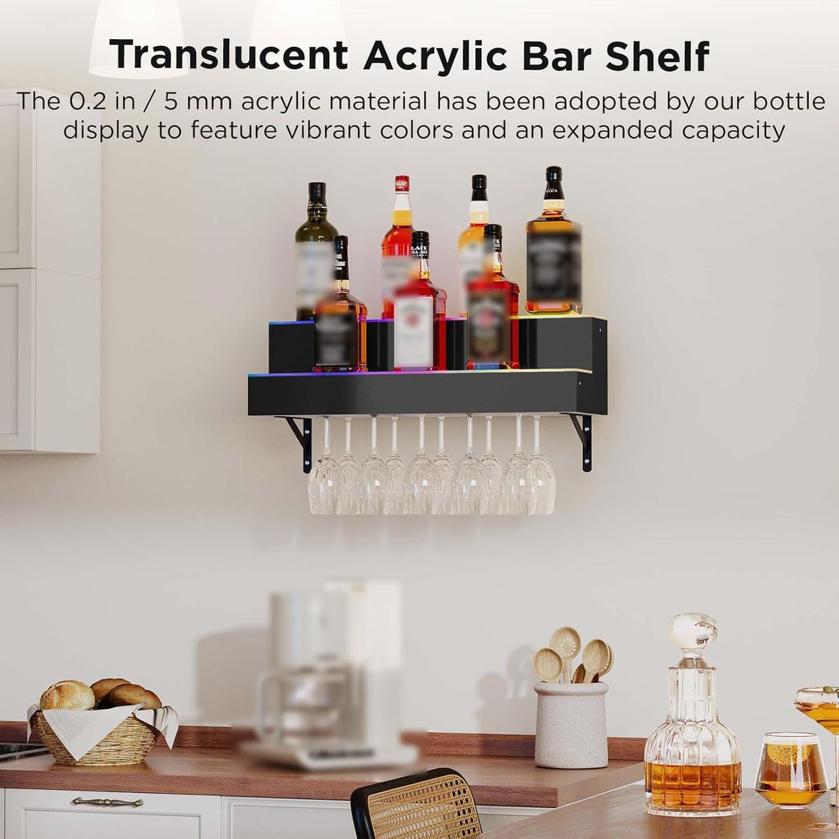 Dethan LED Lighted Liquor Bottle Display Shelf