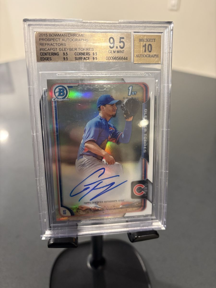 2015 Bowman Chrome Gleyber Torres Chicago Cubs Prospect Autograph Refractors BGS 9.5 GEM MINT 10 Auto