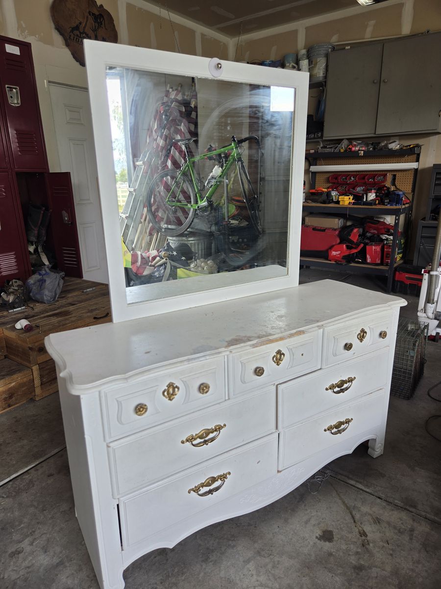 Solid wood dresser with mirror