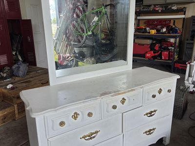 Solid wood dresser with mirror