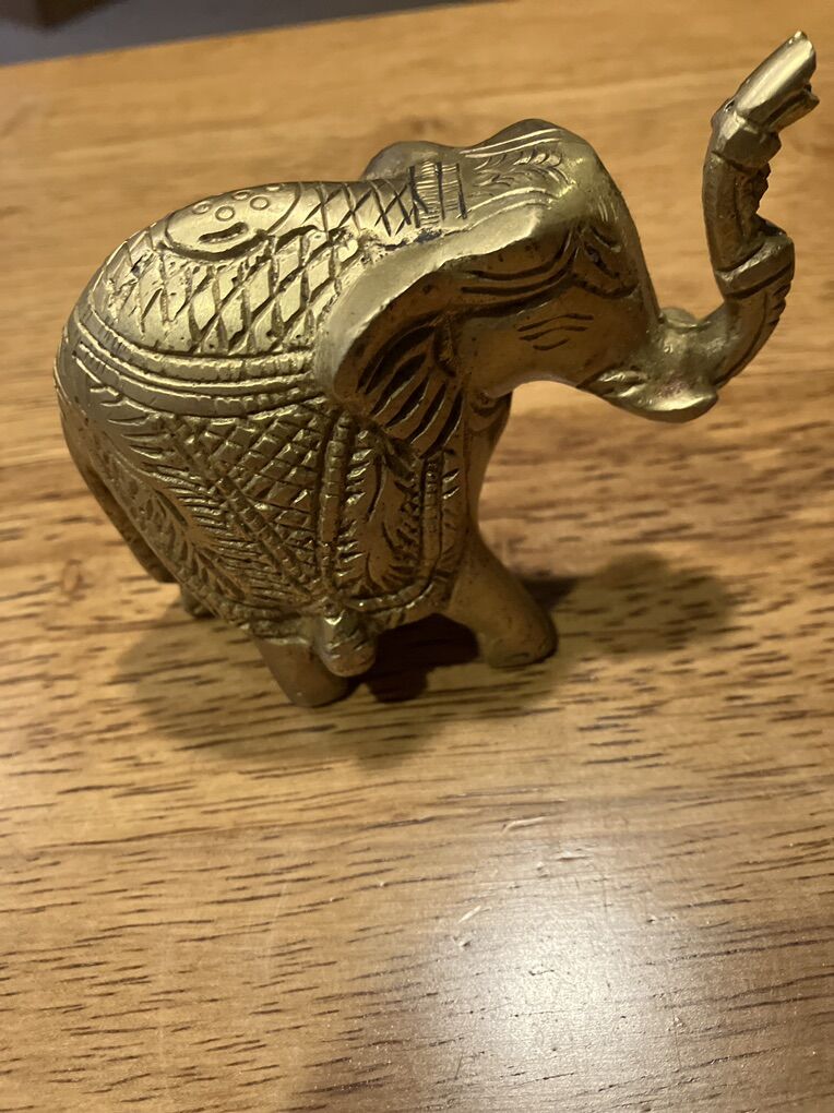 Vintage English Brass Elephant Figure 3 High