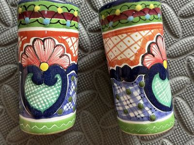 Set of 2 Hand-Painted Ceramic Shot Glasses