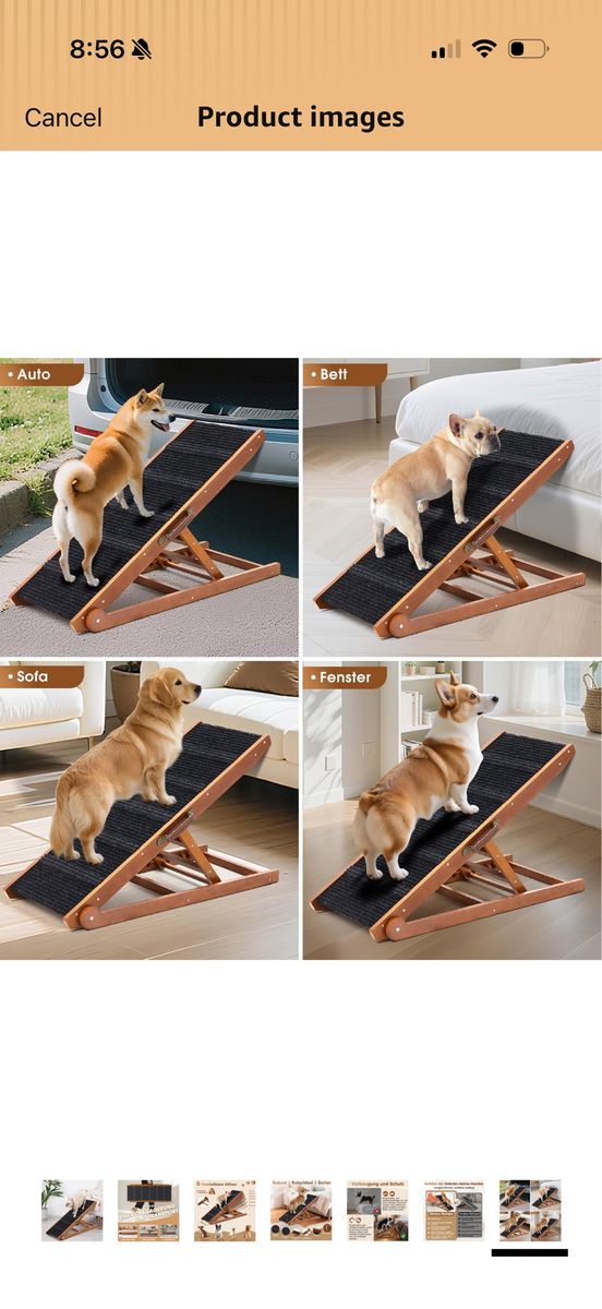 Adjustable Wooden Pet Ramp for Dogs & Cats - Walnut Standard