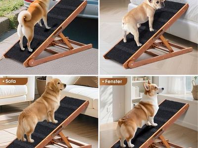 Adjustable Wooden Pet Ramp for Dogs & Cats - Walnut Standard